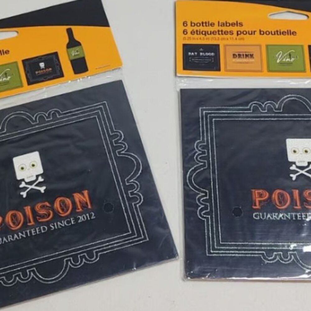 12 Wicked Bottle Labels Halloween Party Decoration Wine Champagne (A2_